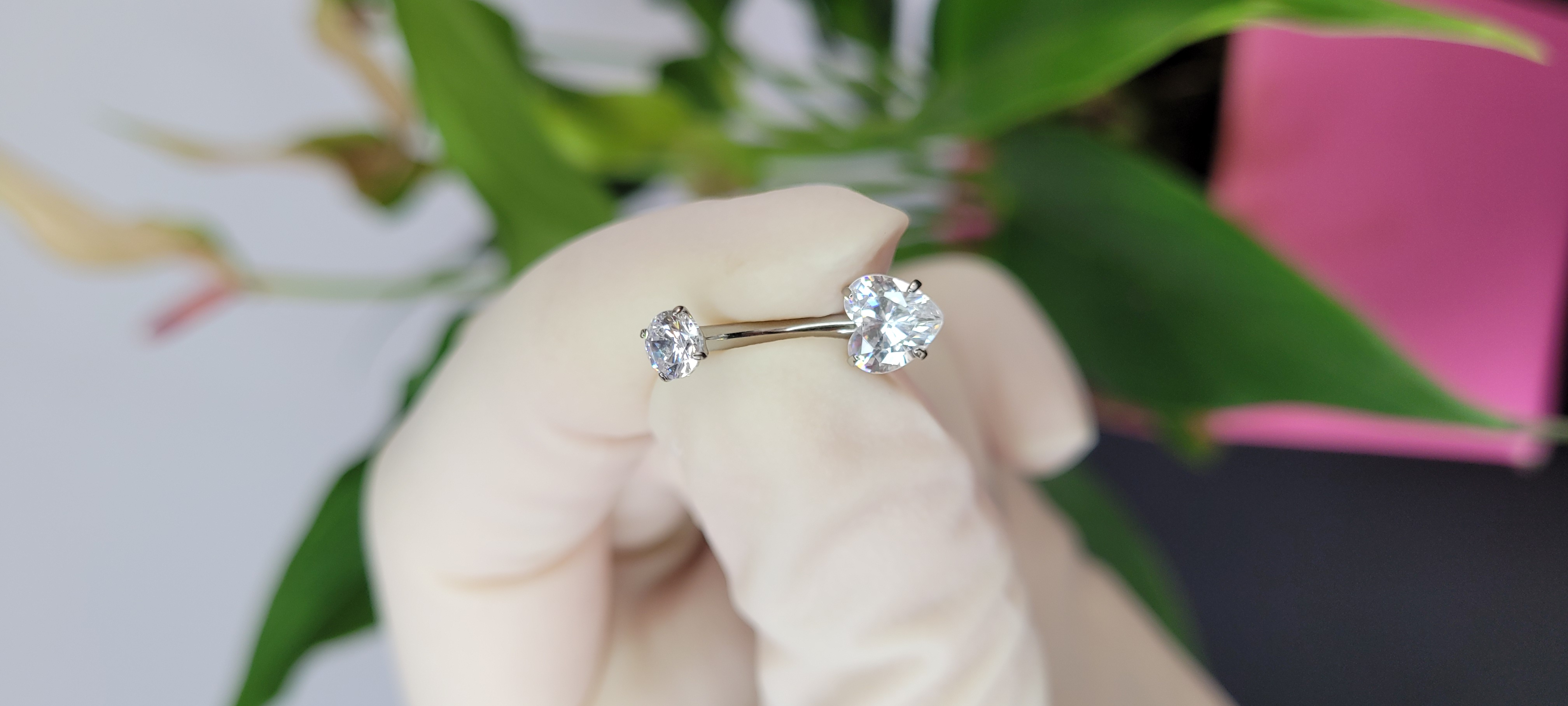 Curved Barbell em titânio prateado