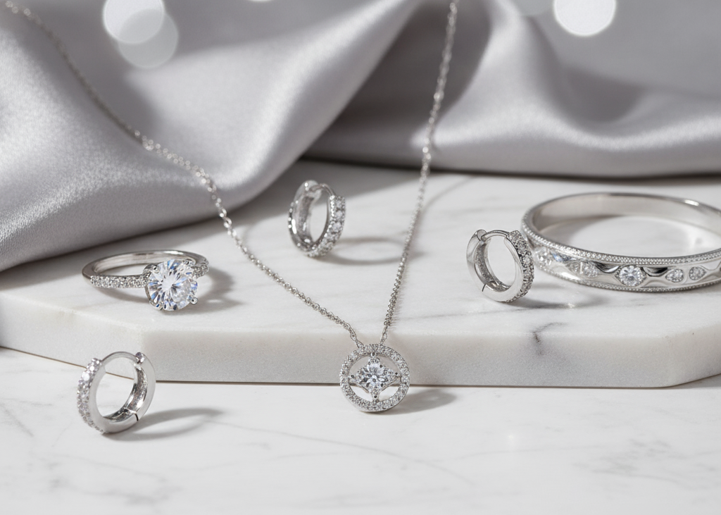 Capa do catálogo de joias em titânio prateado