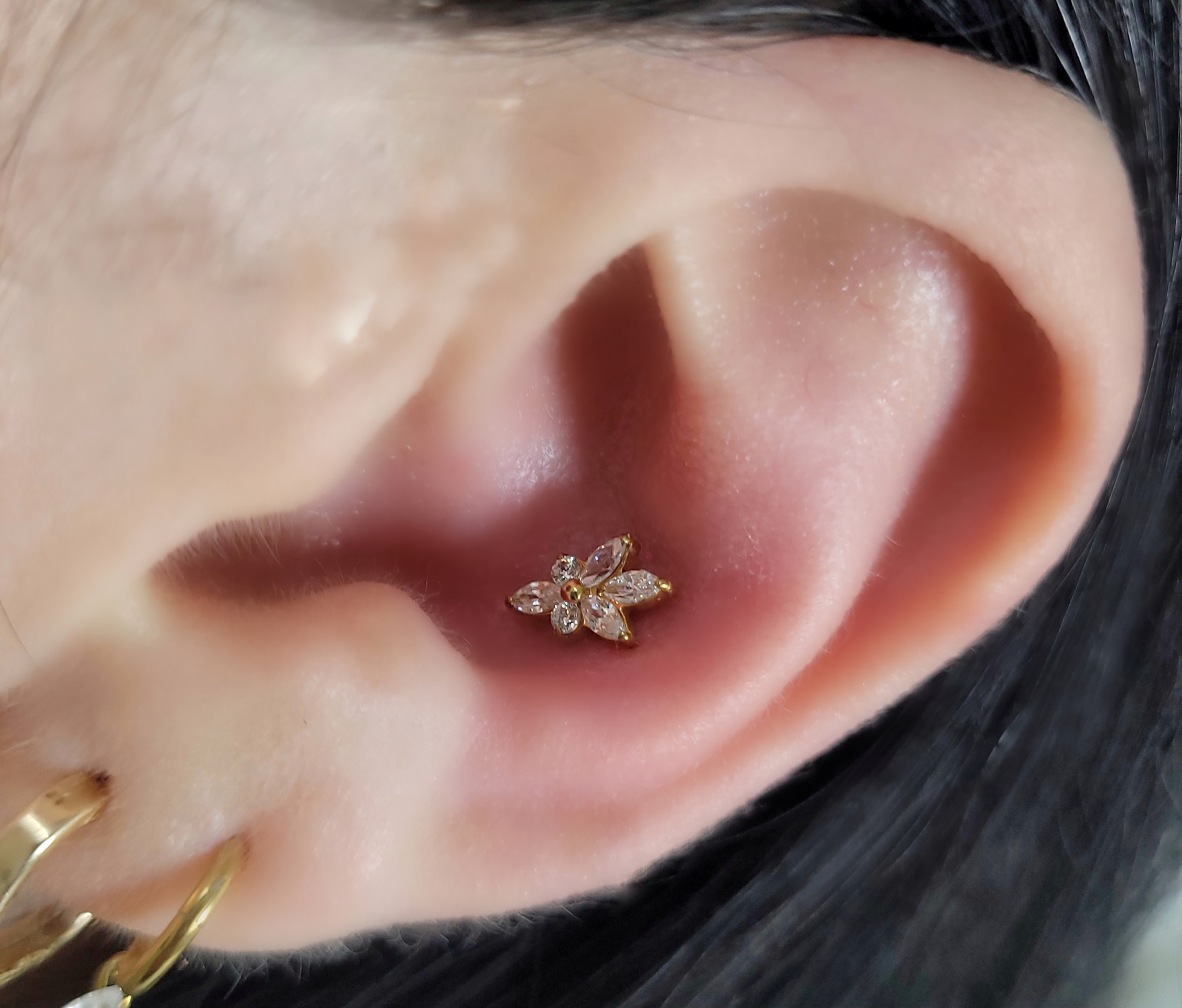 Stud flor cravejada no conch