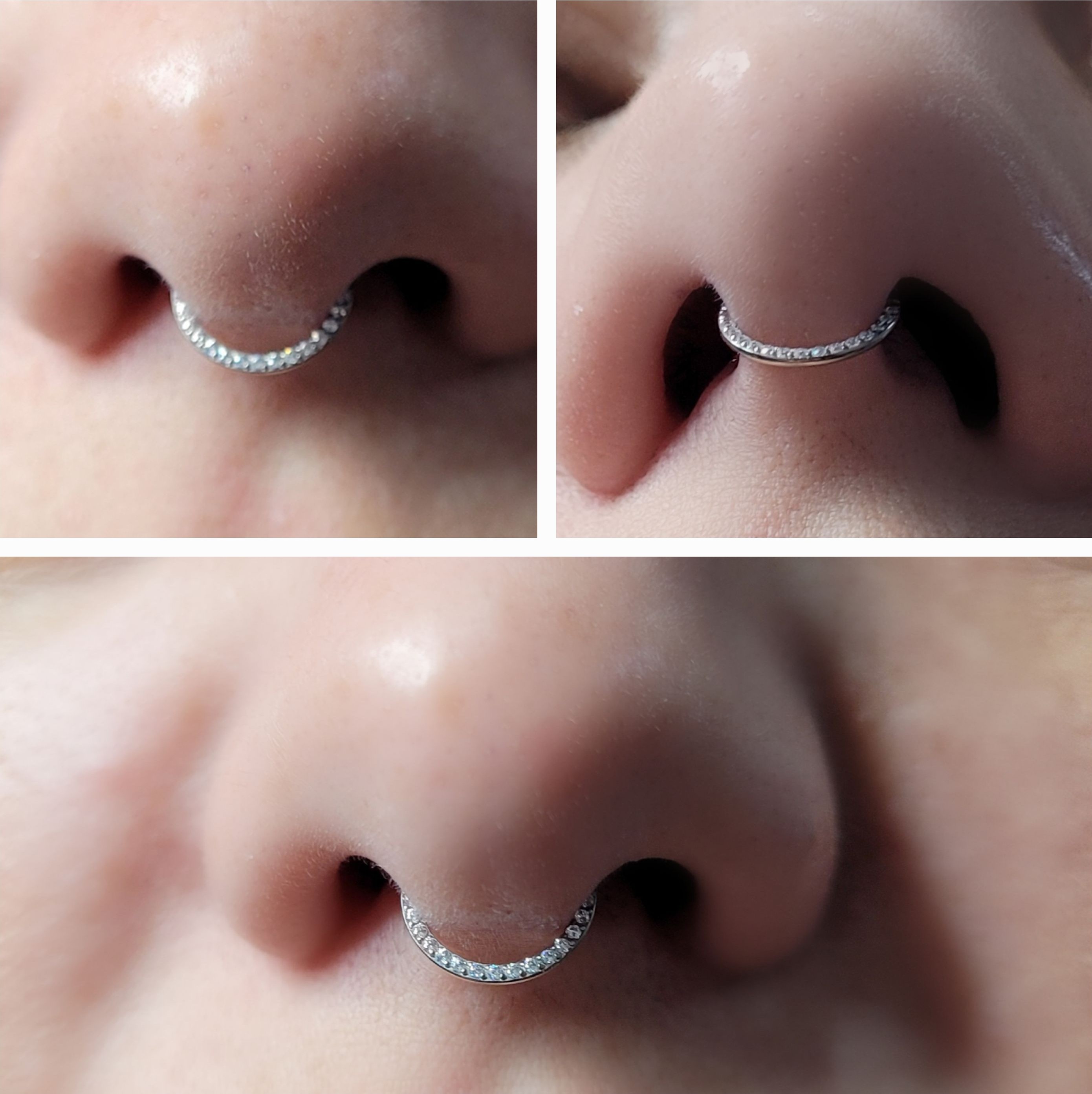 Piercing de septo com argola cravejada